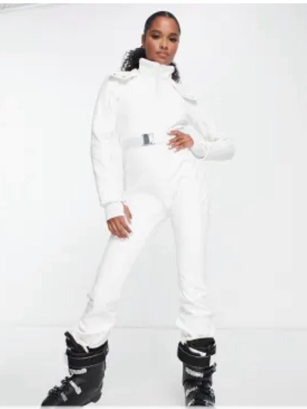 ASOS 4504 White Ski Jumpsuit with Belt
